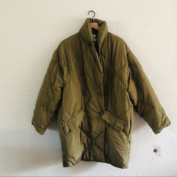 Free People Jackets & Blazers - Free People Ella Puffer Longline Jacket in Olive
